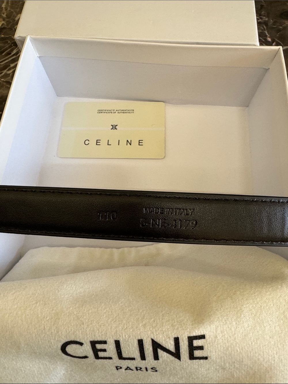 Celine Black Leather Belt with Gold Triomphe Buckle - Picture 2 of 6